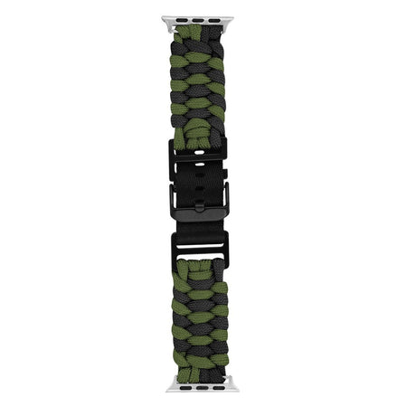 Apple Watch (42/44/SE/45/46/49mm) EIDERWOOD Flätat Nylon Armband - Grön / Svart