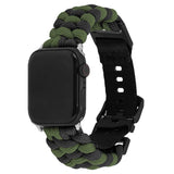 Apple Watch (42/44/SE/45/46/49mm) EIDERWOOD Flätat Nylon Armband - Grön / Svart