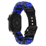 Apple Watch (42/44/SE/45/46/49mm) EIDERWOOD Flätat Nylon Armband - Blå / Svart