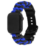 Apple Watch (42/44/SE/45/46/49mm) EIDERWOOD Flätat Nylon Armband - Blå / Svart