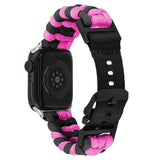 Apple Watch (42/44/SE/45/46/49mm) EIDERWOOD Flätat Nylon Armband - Svart / Rosa