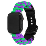 Apple Watch (42/44/SE/45/46/49mm) EIDERWOOD Flätat Nylon Armband - Lila / Grön