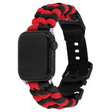 Apple Watch (42/44/SE/45/46/49mm) EIDERWOOD Flätat Nylon Armband - Röd / Svart