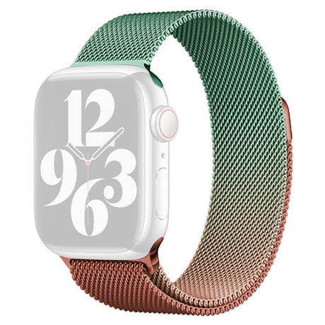 Apple Watch (38/40/SE/41/42mm) Gradient Magnetic Stainless Steel Strap - Orange / Grön