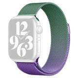 Apple Watch (38/40/SE/41/42mm) Gradient Magnetic Stainless Steel Strap - Lila / Grön