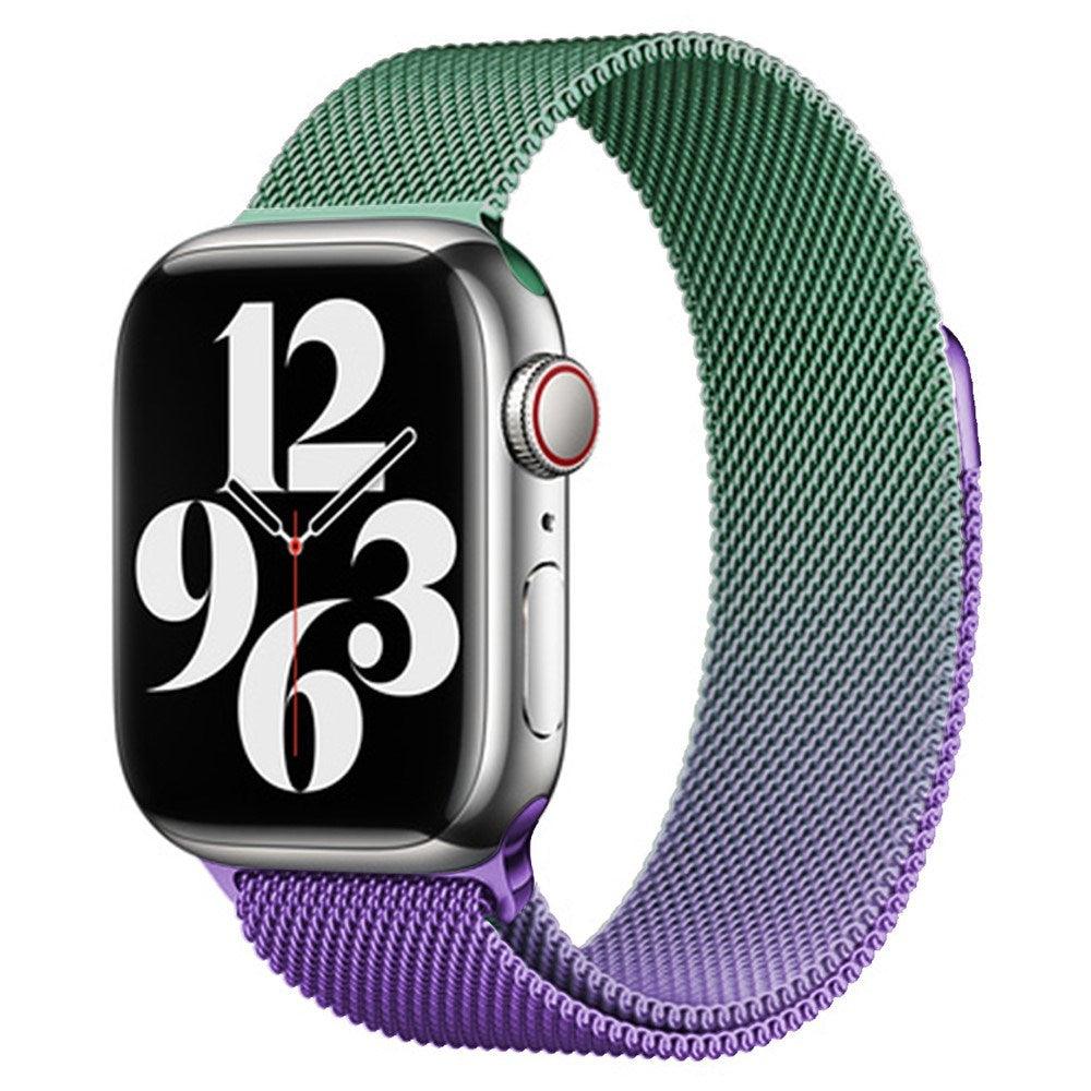 Apple Watch (38/40/SE/41/42mm) Gradient Magnetic Stainless Steel Strap - Lila / Grön