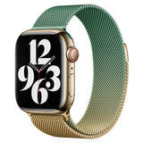 Apple Watch (38/40/SE/41/42mm) Gradient Magnetic Stainless Steel Strap - Guld / Grön