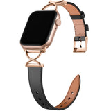 Apple Watch (38/40/SE/41/42mm) Neutralt Konstläderrem - Svart / Rose Gold