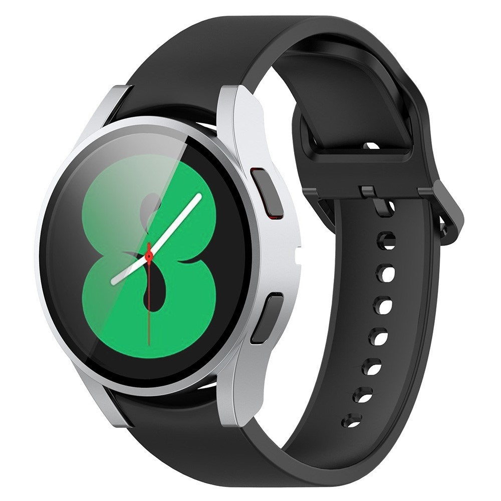 Samsung Galaxy Watch 4 (40mm) / FE (40mm) Skal i Hårdplast med Inbyggt Skärmskydd - Silver