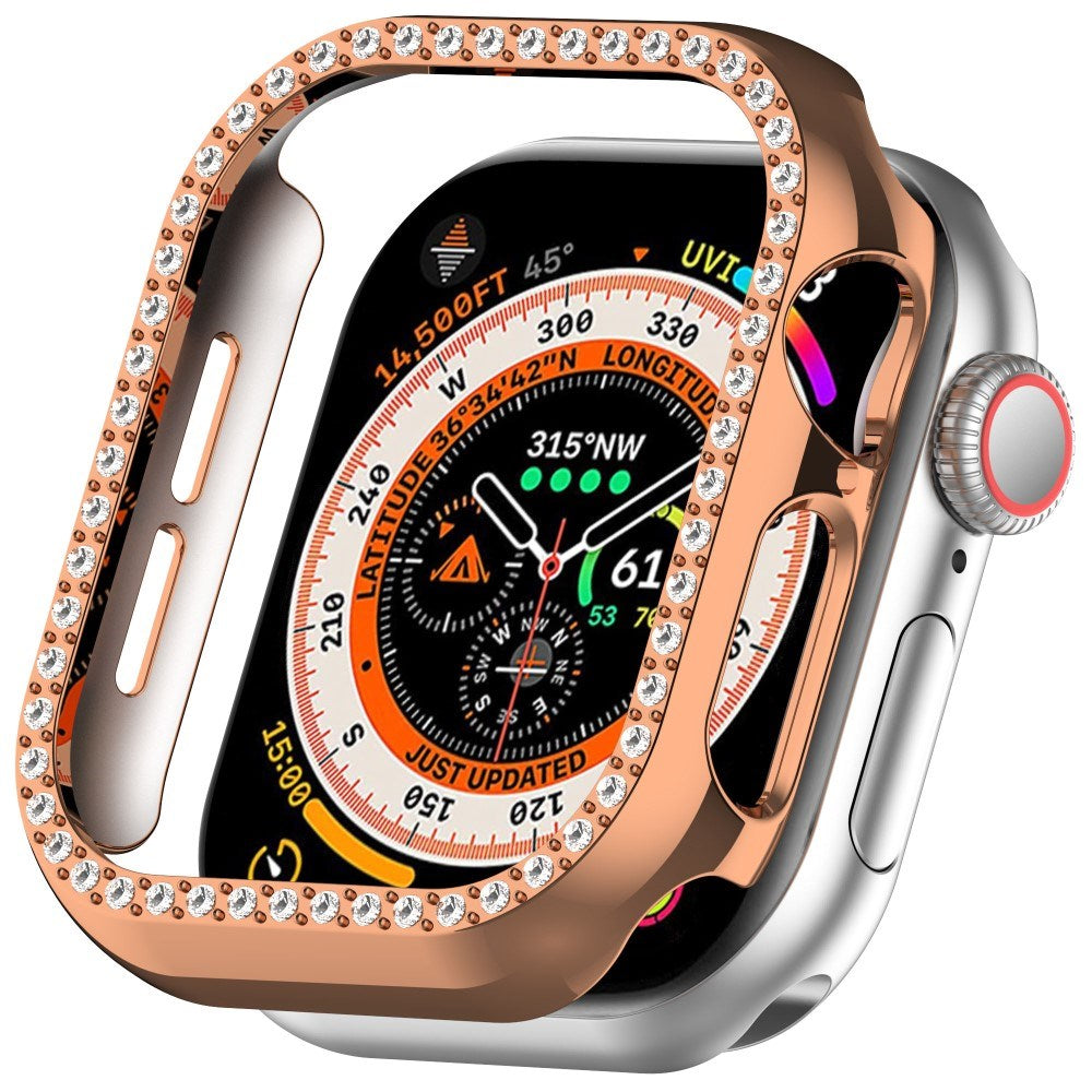 Apple Watch 10 (42mm) Hård Plast Fodral - Rose Gold / Strass