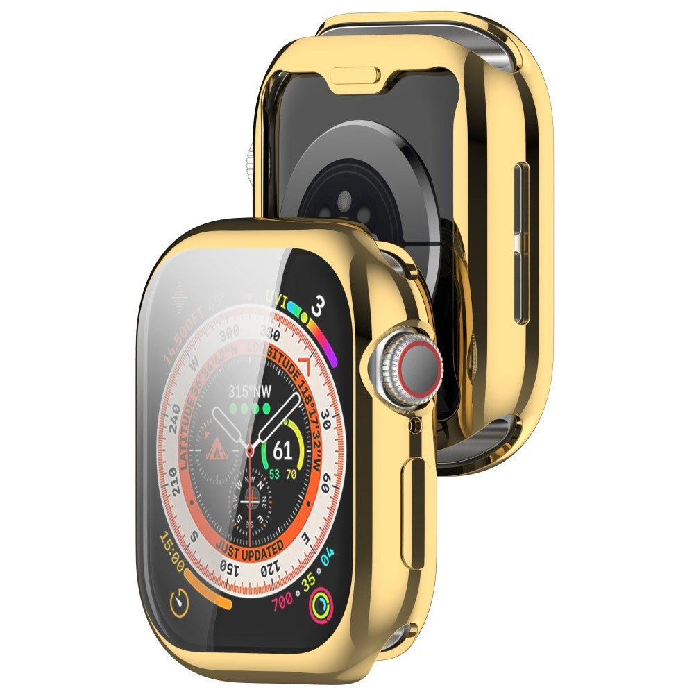 Apple Watch 10 (42mm) Flexibelt Plast Fodral med Skärmskydd - Guld