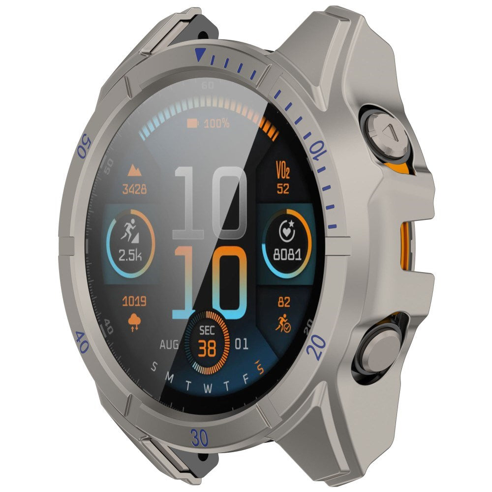 Garmin Tactix 8 AMOLED (47mm) Hårt Plast Skal m. Skyddsglas - Titanium / Blå