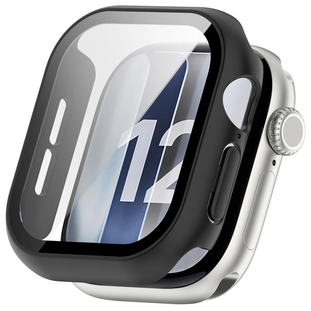 Apple Watch Series 12 (42mm) Hårt Plast Skal m. Inbyggt Skärmskyddsglas - Svart