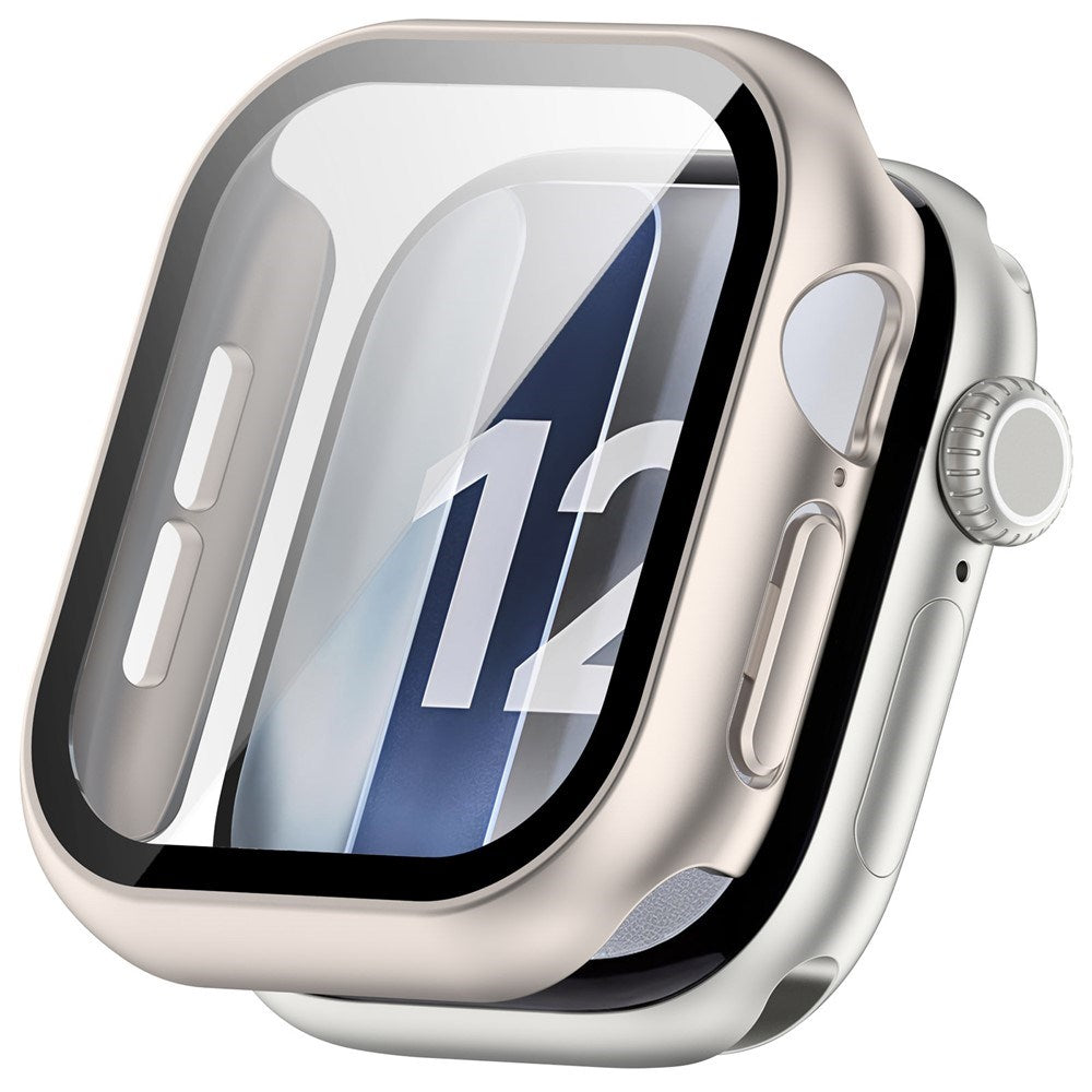 Apple Watch Series 12 (42mm) Hårt Plast Skal m. Inbyggt Skärmskyddsglas - Rose Gold