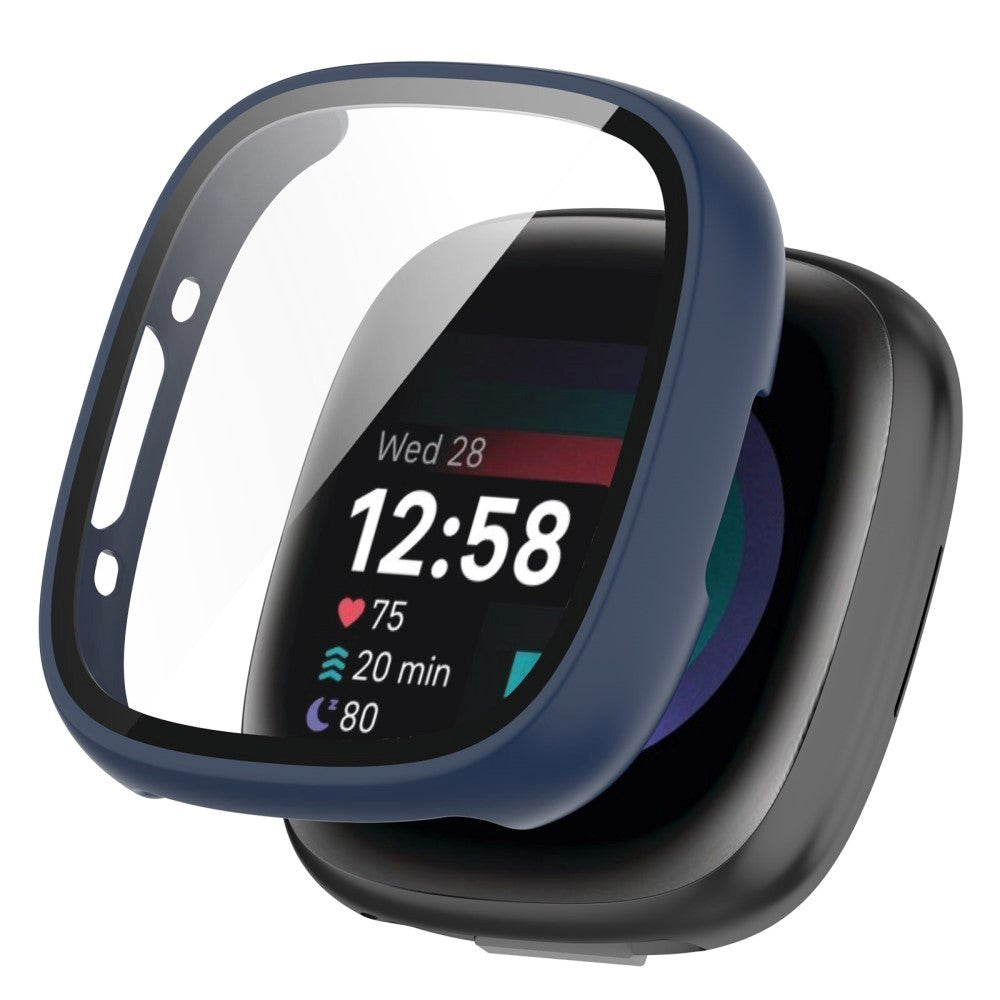 Fitbit Versa 4 / Sense 2 Skal i Hårdplast med Inbyggt Skärmskydd - Blå