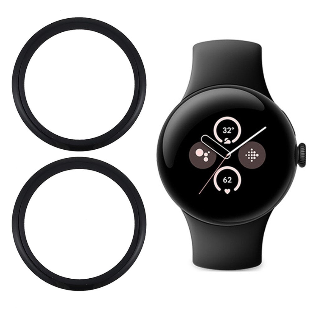 EIDERWOOD Google Pixel Watch 3 (45mm) Härdat Skyddsglas - 2 stk. - Genomskinlig / Black Edge