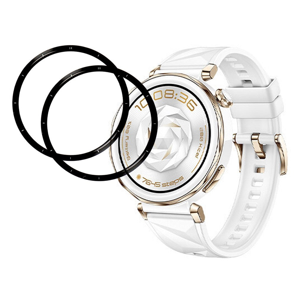 Huawei Watch 5 (42mm) Skärmskyddsfilm – 2 st – Genomskinlig / Svart Kant