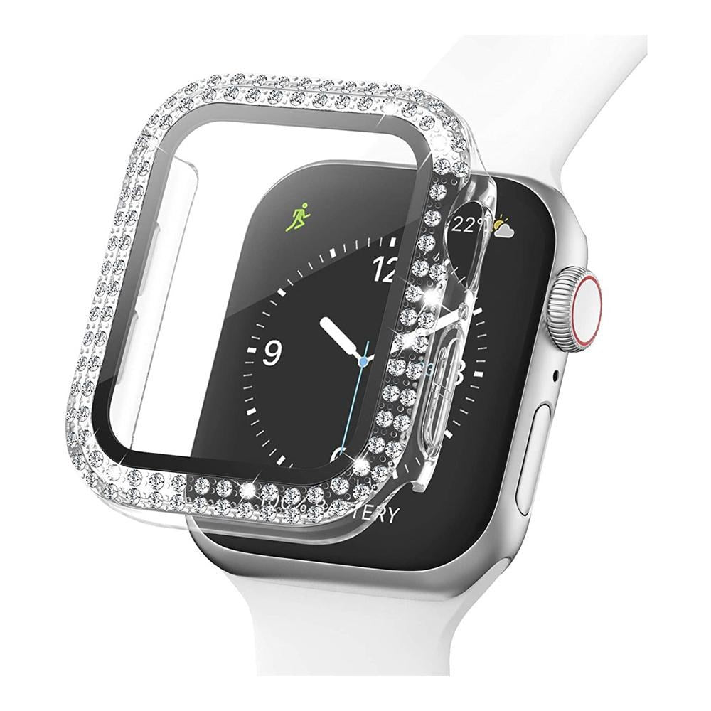 Apple Watch (44mm) Skal Hårdplast med Inbyggt Skärmskydd - Transparent / Strass