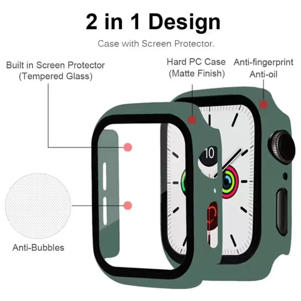 Apple Watch 7/8/9 (45mm) Skal Hårdplast med Inbyggt Skärmskydd - Grön