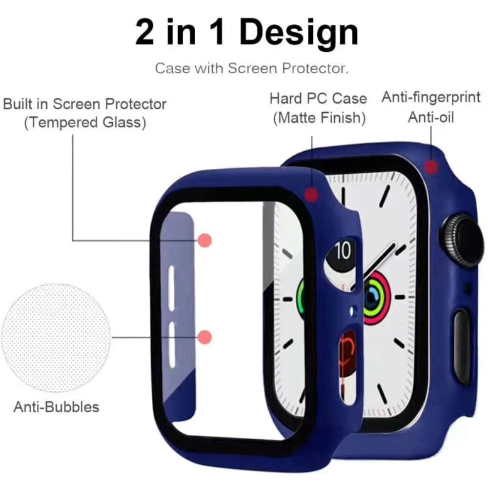 Apple Watch 7/8/9 (45mm) Skal Hårdplast med Inbyggt Skärmskydd - Mörkblå