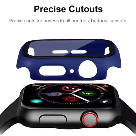 Apple Watch 7/8/9 (45mm) Skal Hårdplast med Inbyggt Skärmskydd - Mörkblå