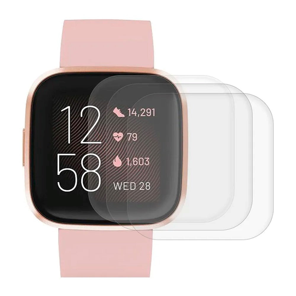 Fitbit Versa 4 / Versa 3 / Sense 2 / Sense Plast Skyddsfilm - 3-Pak - Genomskinlig