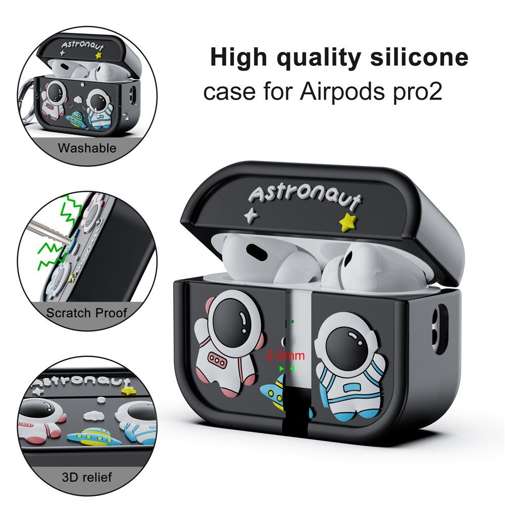 Apple AirPods Pro (2. Gen.) Silikon Skal m. Astronaut Design - Grå