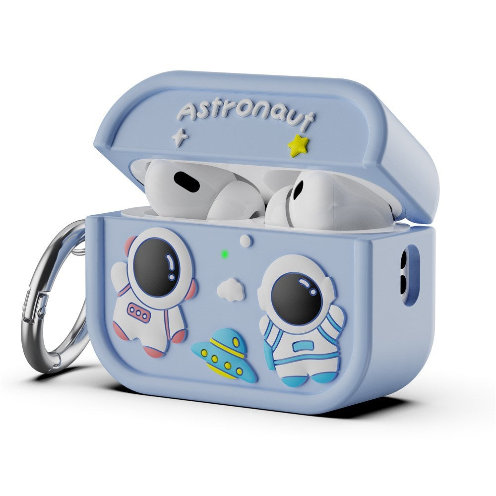 Apple AirPods Pro (2. Gen.) Silikon Skal m. Astronaut Design - Ljusblå