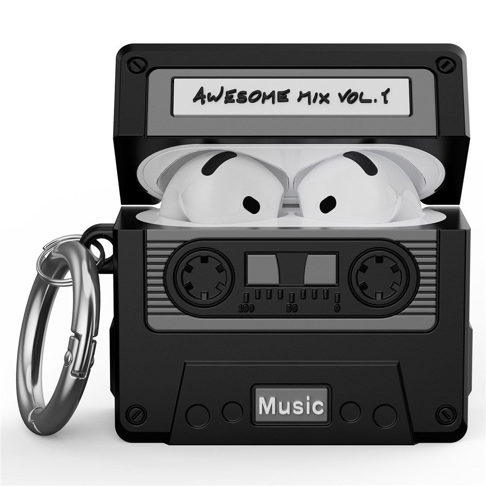Apple AirPods (4. Gen.) Silikon Skal m. Kassettband Design - Svart