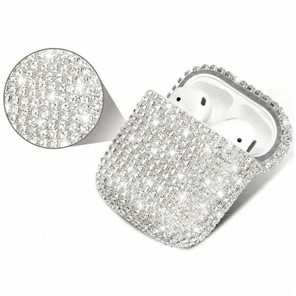 Apple AirPods (1. & 2. Gen.) Hårt Plast Fodral med Strass - Silver