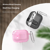 Apple AirPods Pro (3. gen.) Hybrid Plast Skal m. Karabinhake - Genomskinlig Glitter / Rosa