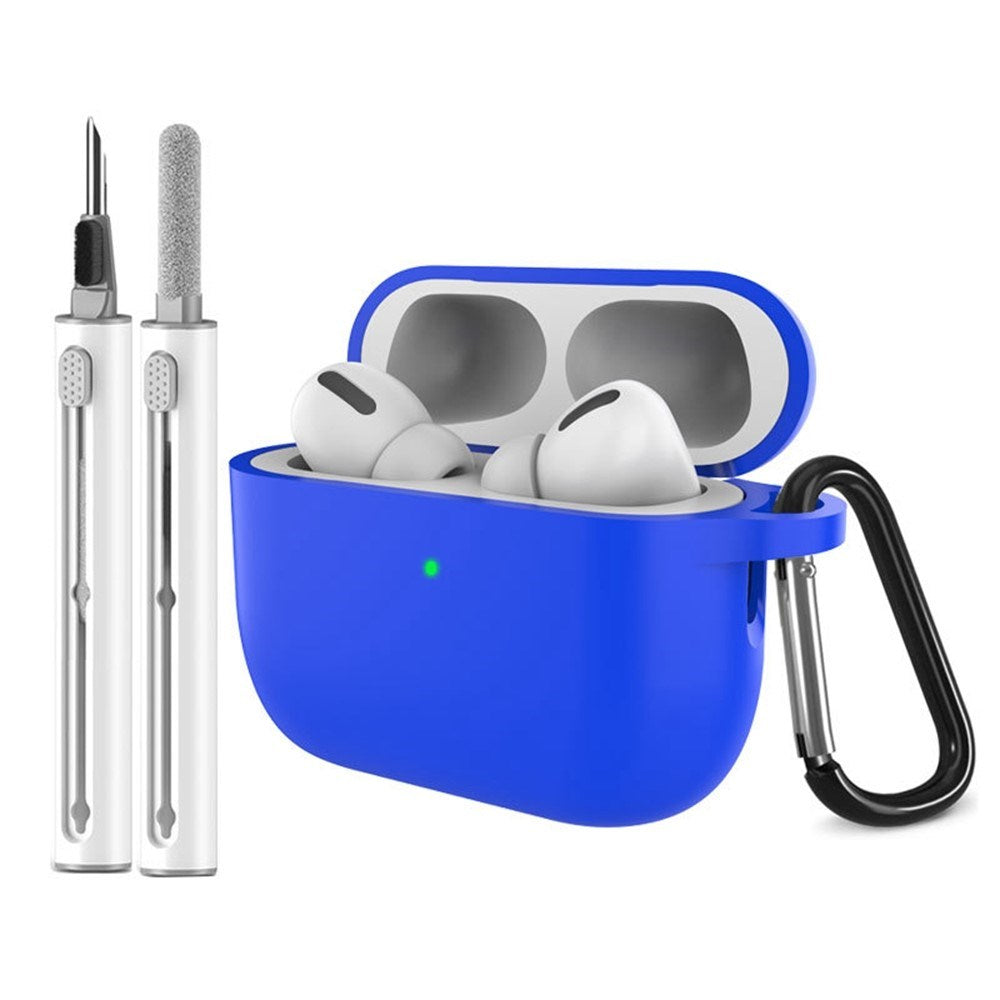 Apple AirPods Pro (3. gen.) Silikon Skal m. Karabinhake & Rengöringspenna - Blue