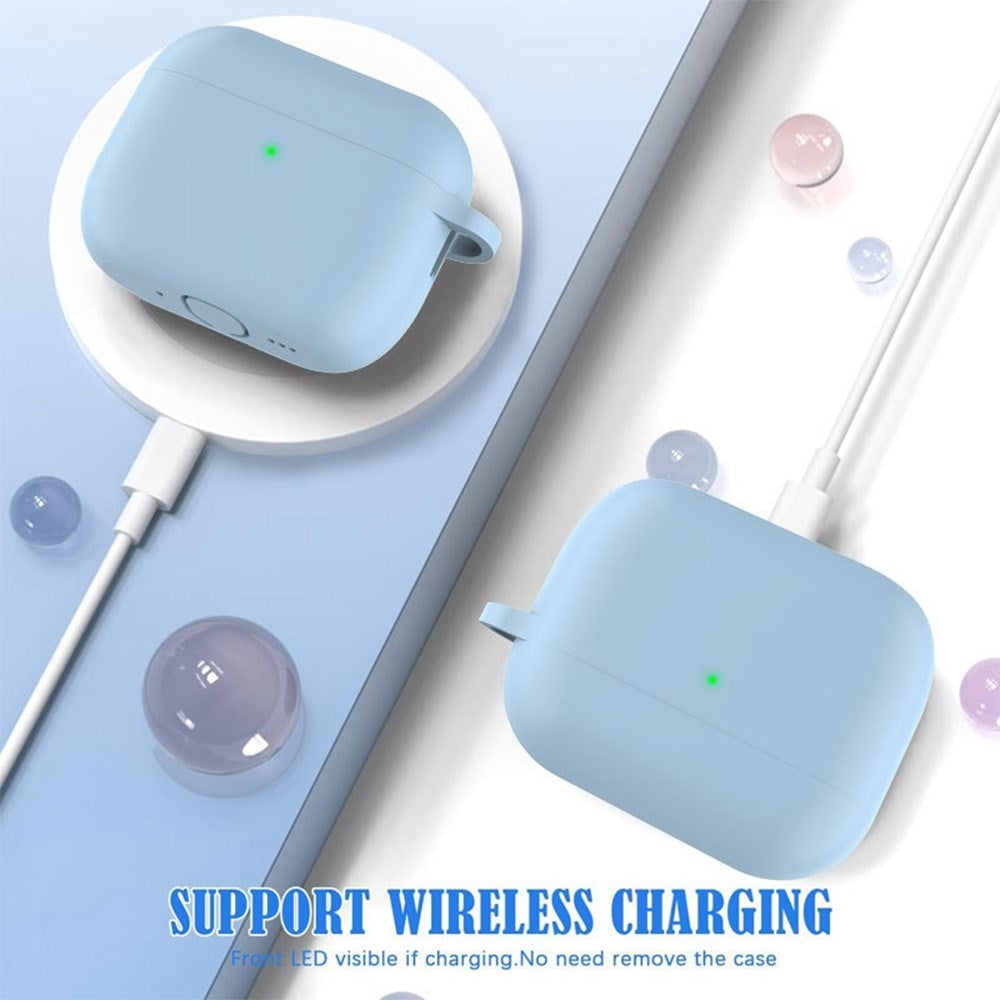 Apple AirPods Pro (3. gen.) Silikon Skal m. Karabinhake & Rengöringspenna - Baby Blue