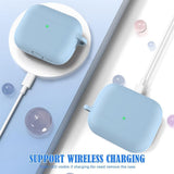 Apple AirPods Pro (3. gen.) Silikon Skal m. Karabinhake & Rengöringspenna - Baby Blue