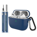 Apple AirPods Pro (3. gen.) Silikon Skal m. Karabinhake & Rengöringspenna - Midnight Blue