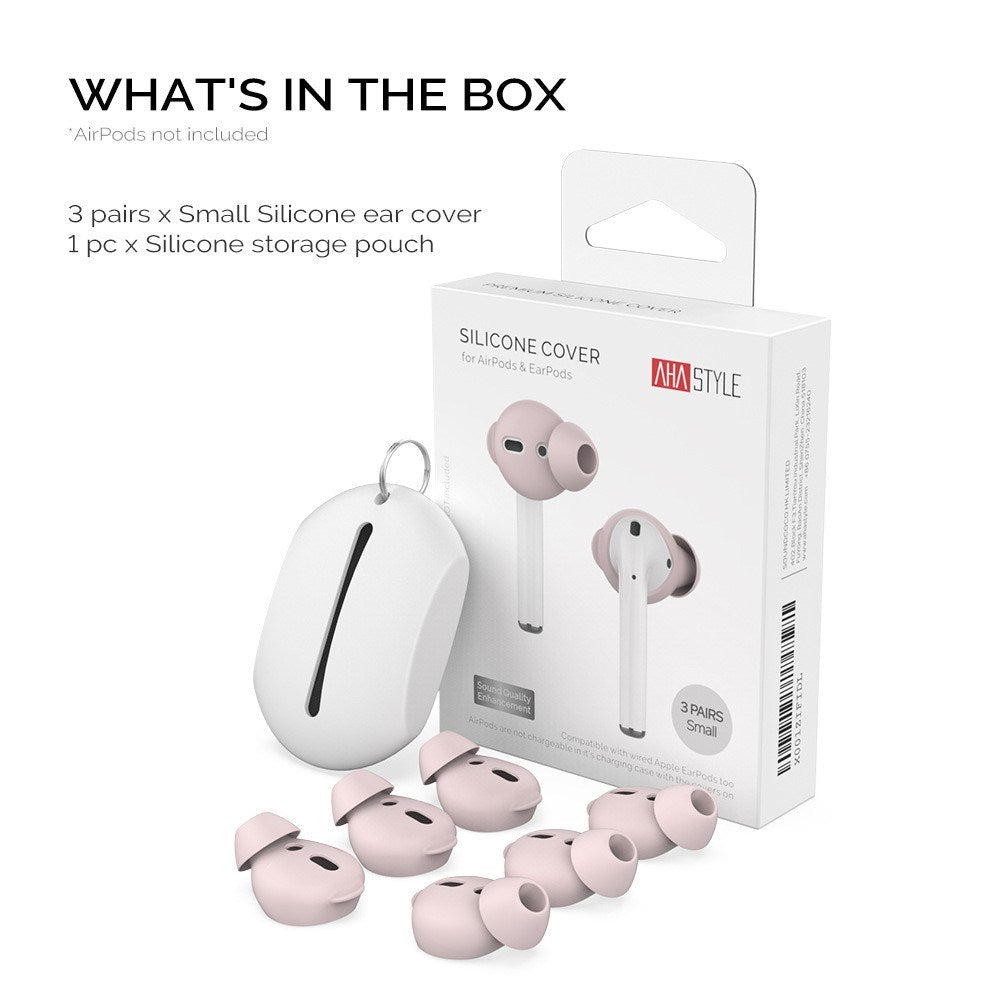 Apple AirPods (1. & 2. Gen.) Öronsnäckor 3-Pack med Förvaringsfodral – Storlek S – Rosa