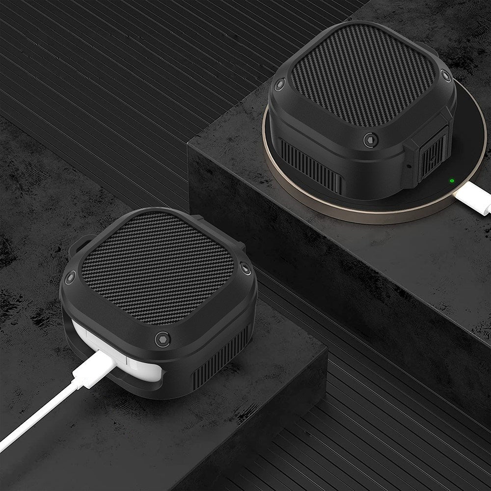 Samsung Galaxy Buds2 / Buds2 Pro / Buds Pro / Buds Live Hybrid Plast Skal m. Karbinhake - Ljusgrön