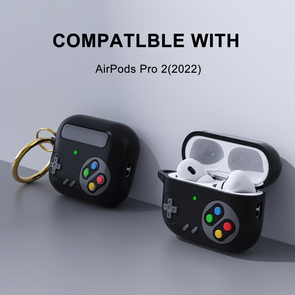 Apple Airpods Pro 2nd Gen (2022) Silikon Skal med Karbinhake - Spelkonsol - Svart