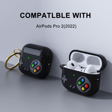 Apple Airpods Pro 2nd Gen (2022) Silikon Skal med Karbinhake - Spelkonsol - Svart