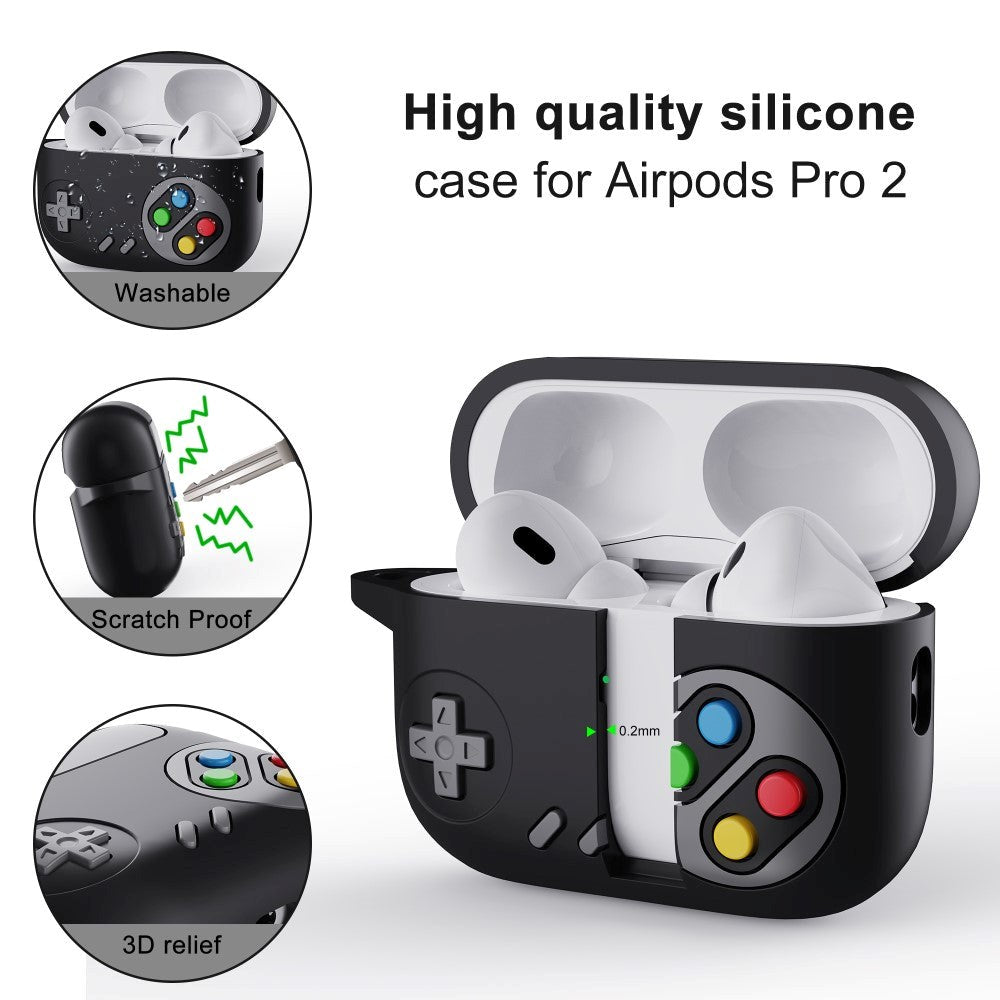 Apple Airpods Pro 2nd Gen (2022) Silikon Skal med Karbinhake - Spelkonsol - Grå