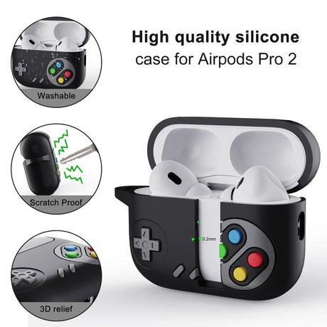 Apple Airpods Pro 2nd Gen (2022) Silikon Skal med Karbinhake - Spelkonsol - Grå