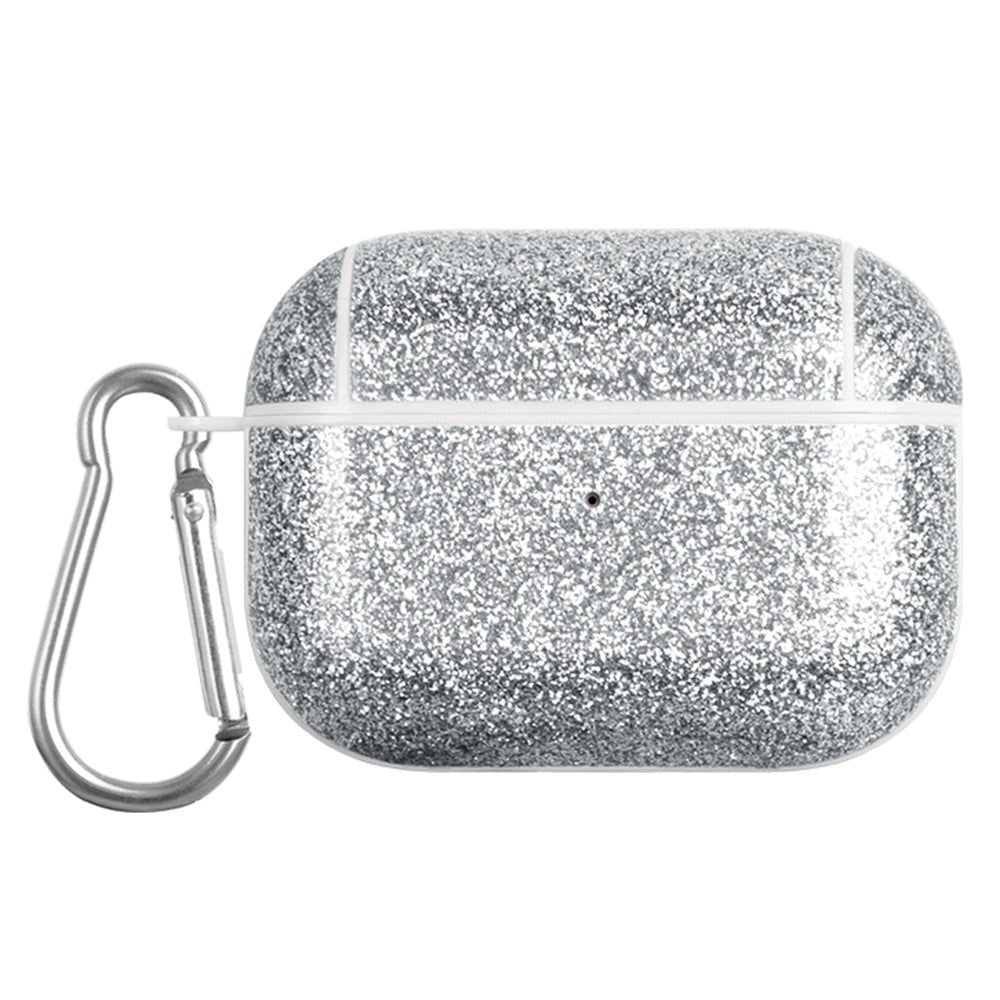 Apple AirPods Pro Plast Skal m. Karbinhake - Glitter - Silver