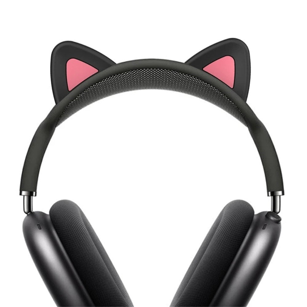 Airpods Max Headset Cat Ears Silikonskydd - Svart / Rosa