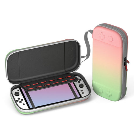 Nintendo Switch 2 Nylon Förvaringsväska m. Rem - Grön / Rosa