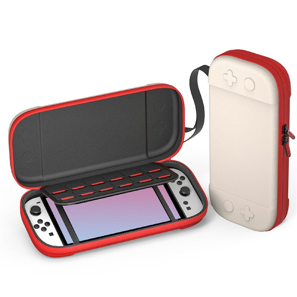 Nintendo Switch 2 Nylon Förvaringsväska m. Rem - Beige / Röd