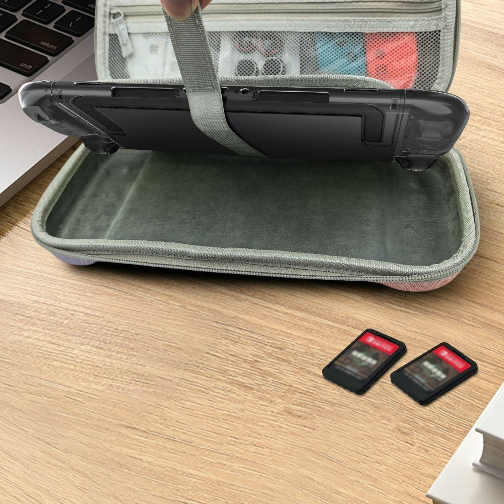 Nintendo Switch 2 Organisations- och Transportfodral med Handtag - Lila / Grön