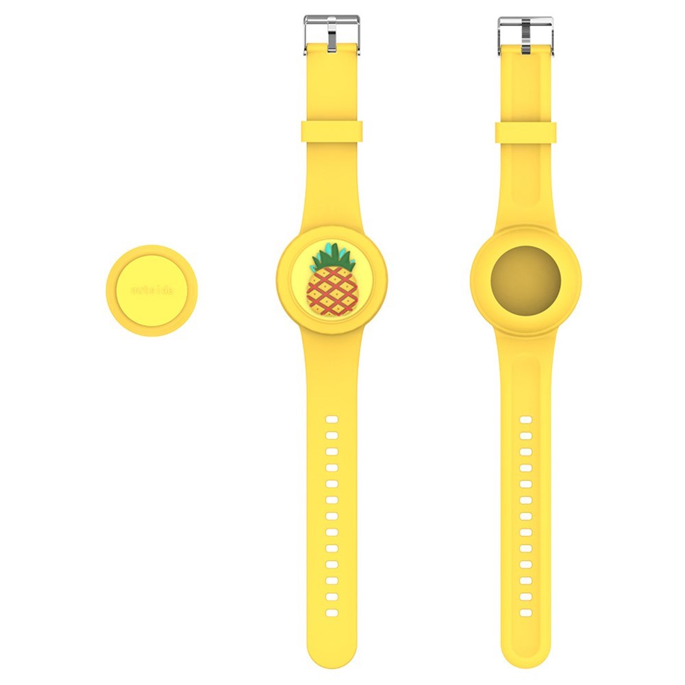 Apple AirTag 1. & 2. Gen. Silikonarmband med 3D-Design – Gul / Ananas