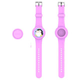 Apple AirTag 1. & 2. Gen. Silikonarmband med 3D-Design – Rosa / Pingvin