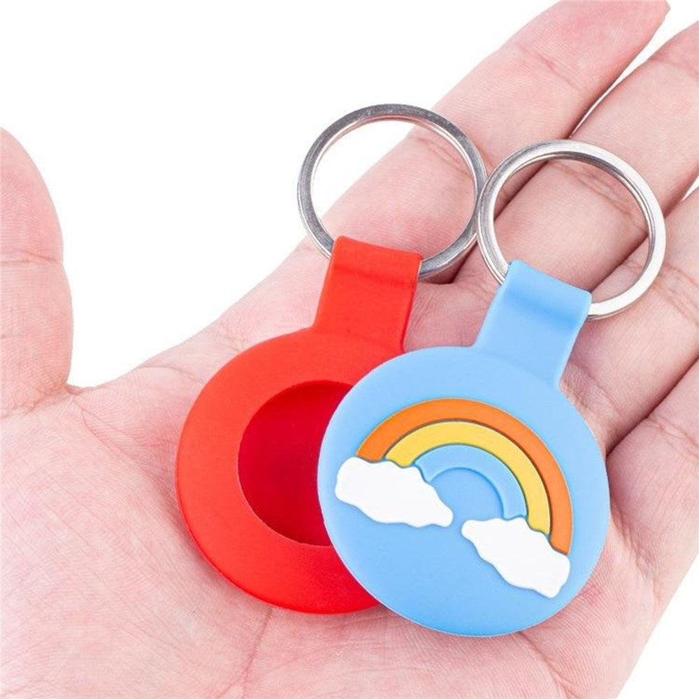 Apple AirTag Silikon Fodral med Karbinhake – Röd Regnbåge