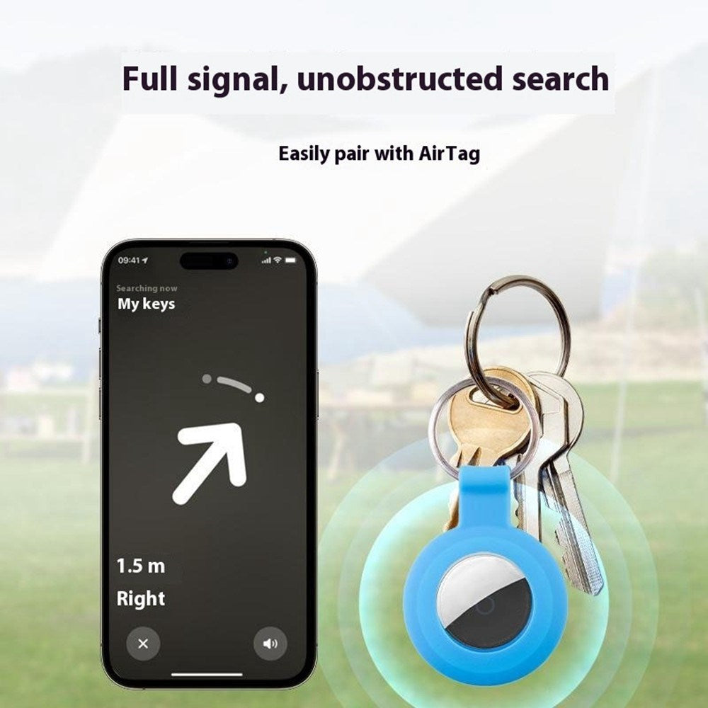 Apple AirTag 1. & 2. Gen. Silikon Fodral med Karbinhake – Blå Regnbåge
